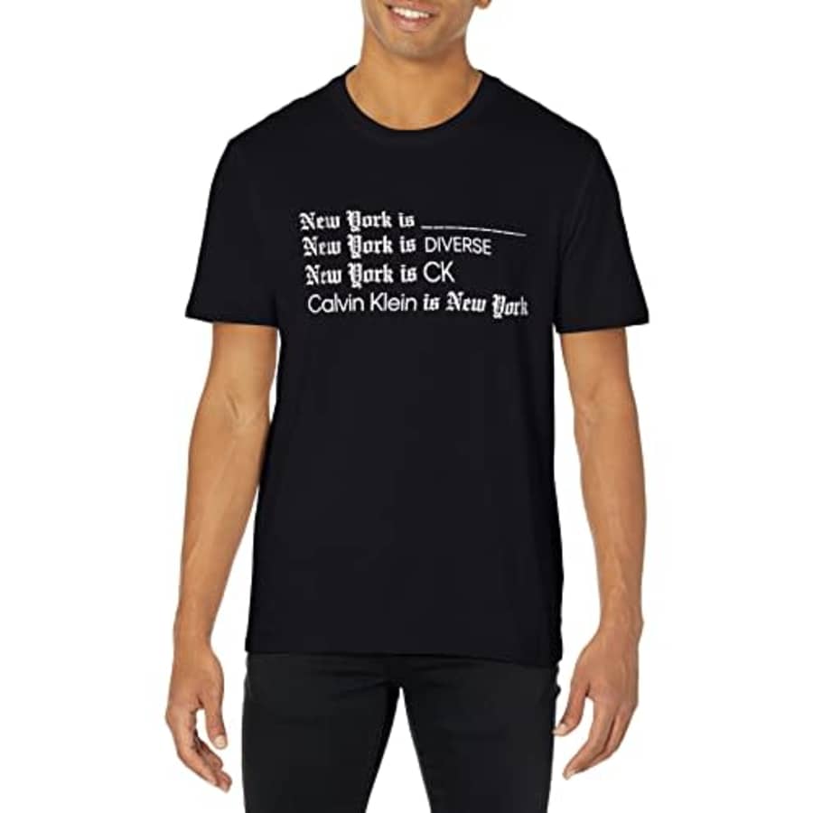 Calvin Klein Men's CK NY Logo Crewneck T-Shirt, Black Beauty, X-Large for $40