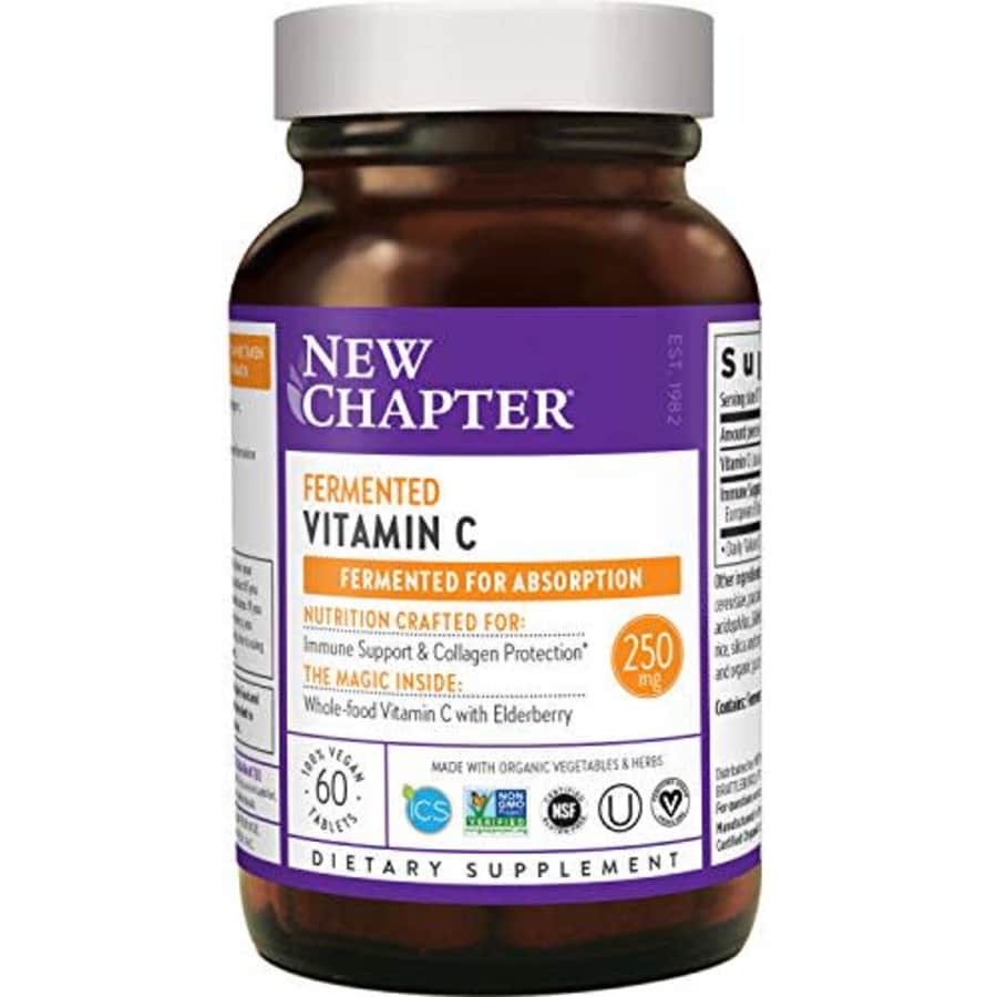 New Chapter Vitamin C + Elderberry With Fermented Vitamin C/Whole-Food Herbs + Collagen Protection, for $26