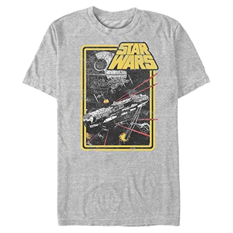 STAR WARS Big & Tall Space Flight Falcon Men's Tops Short Sleeve Tee Shirt, Athletic Heather, for $20