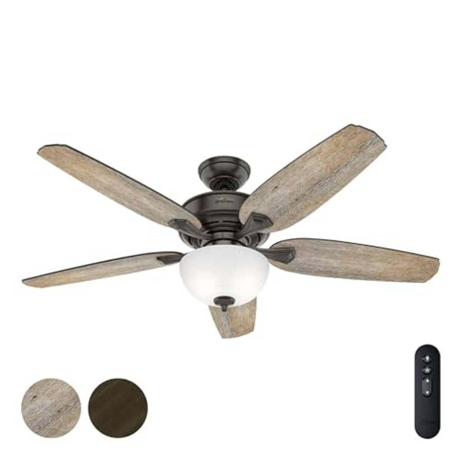 Hunter Fan 54 Inch Casual Noble Bronze Indoor LED Ceiling Fan with Reversible Blades, Light Kit for $80 Hunter Fan 54 Inch Casual Noble Bronze Indoor LED Ceiling Fan with Reversible Blades, Light Kit for $80