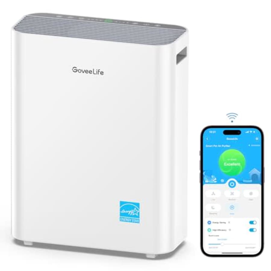 GoveeLife Govee Life Smart Air Purifiers for Home Large Room, H13 True HEPA Air Purifiers for Pets with PM2.5 for $104 GoveeLife Govee Life Smart Air Purifiers for Home Large Room, H13 True HEPA Air Purifiers for Pets with PM2.5 for $104