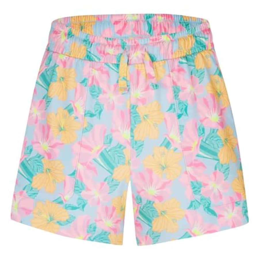 Hurley Girls' Big Soft Knit Pull On Shorts, Blue Ice/Floral, S for $10