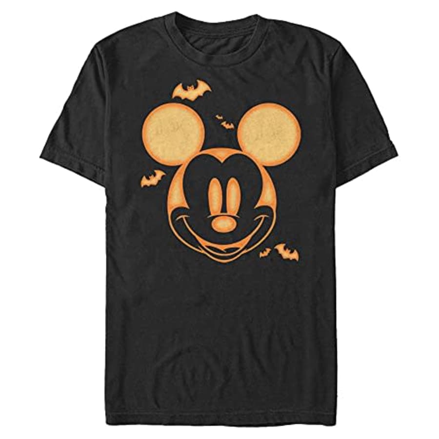 Disney Men's Characters Mickey Pumpkin T-Shirt, Black, XX-Large for $17