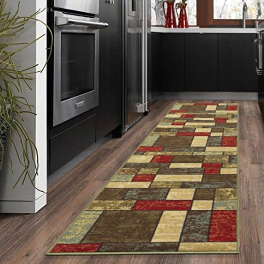 Ottomanson Ottohome Collection Multi Color Contemporary Boxes Design Runner Skid (Non-Slip) Rubber for $8