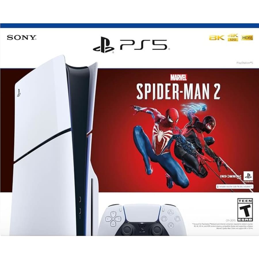 Sony PlayStation 5 Slim 1TB Disc Spider-Man 2 Console Bundle for $499 Sony PlayStation 5 Slim 1TB Disc Spider-Man 2 Console Bundle for $499