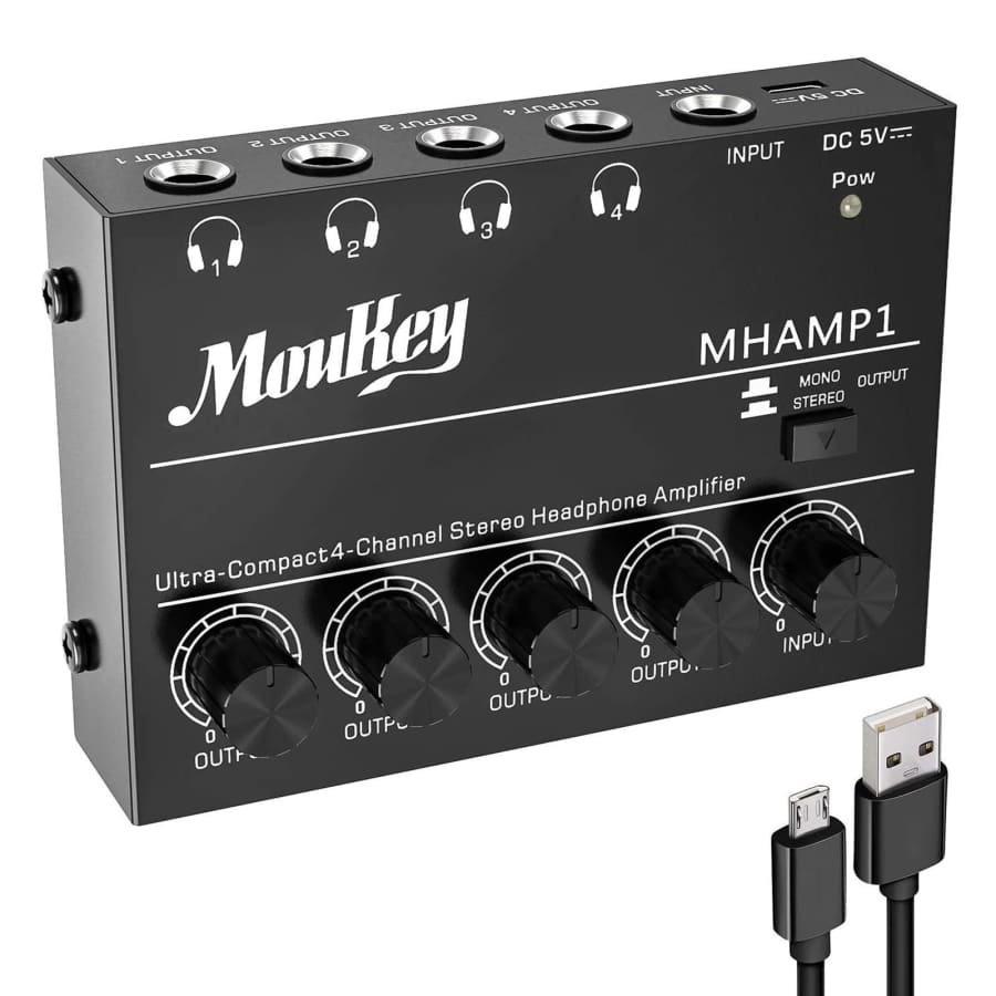 Moukey 4 Channel Stereo Audio Amplifier Headphone Splitter for $12