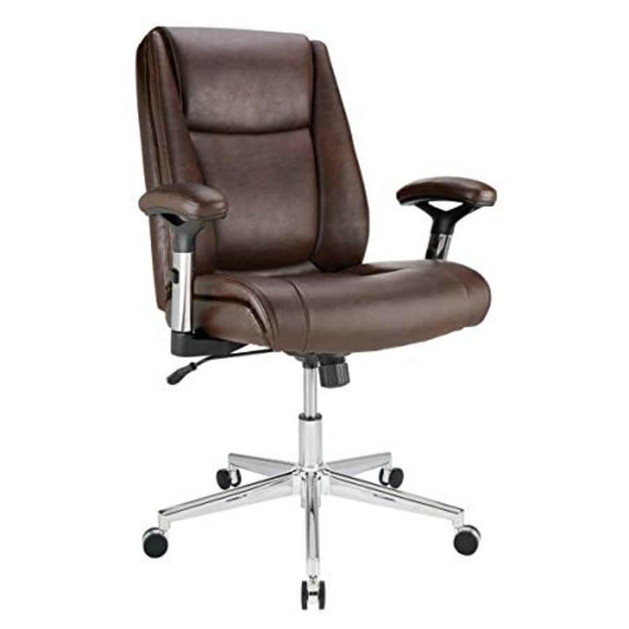 Realspace Densey Bonded Leather Mid-Back Manager's Chair, Brown/Black/Silver for $310