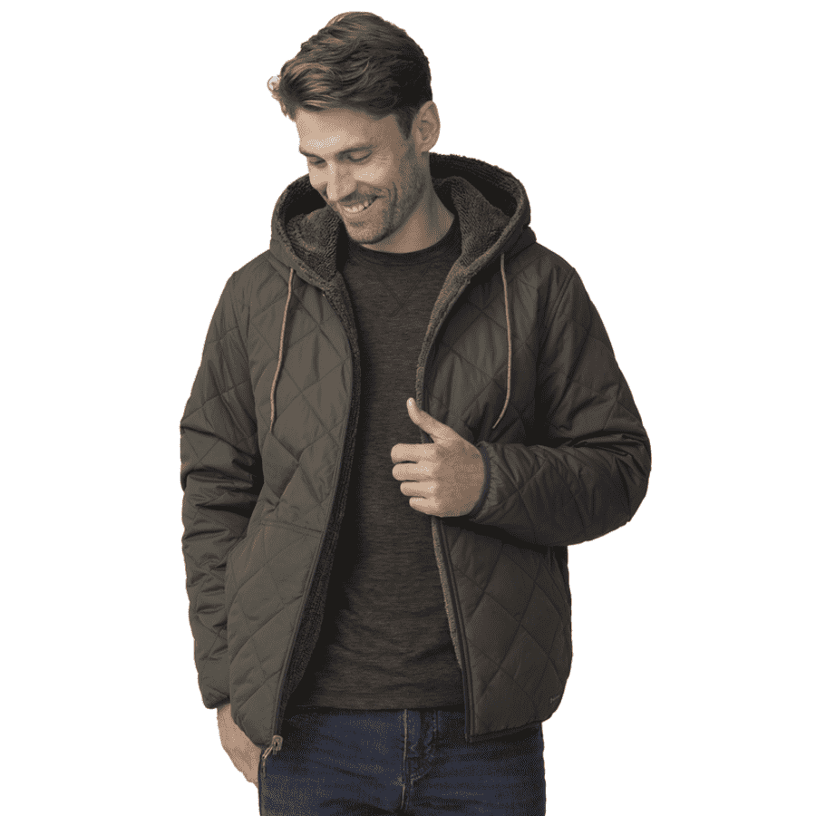 Free Country Men's Atlas Hooded Quilted Reversible Sherpa Jacket for $42 Free Country Men's Atlas Hooded Quilted Reversible Sherpa Jacket for $42