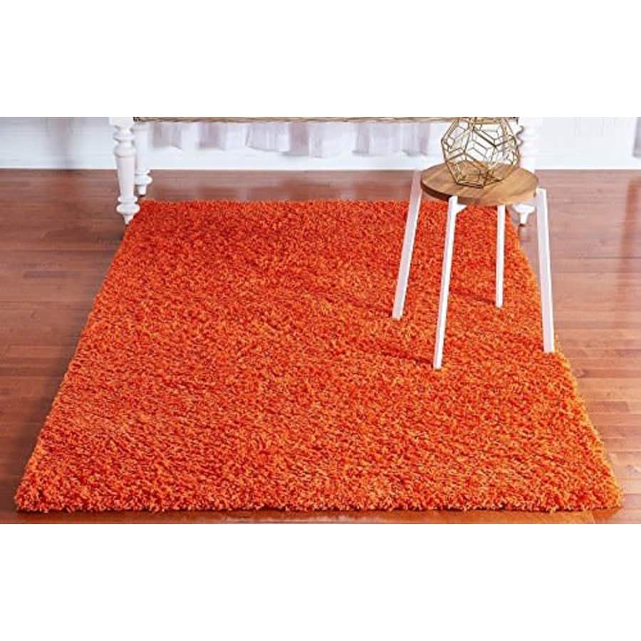 Unique Loom Solo Solid Shag Collection Modern Plush Tiger Orange Area Rug (4' 0 x 6' 0) for $39