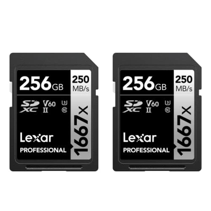 Lexar Professional 1667x 256GB (2-Pack) SDXC UHS-II Cards, Up to 250MB/s Read, for Professional for $112