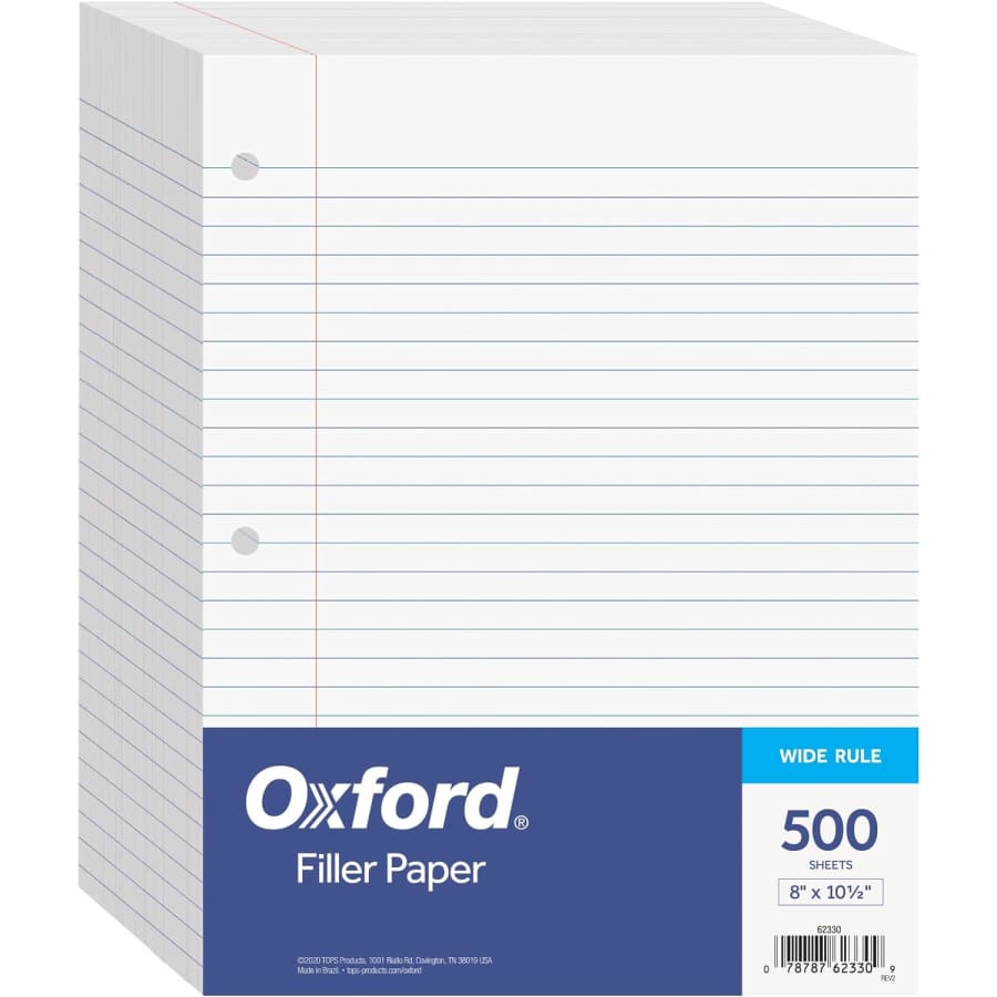 Oxford Wide-Ruled Notebook Filler Paper 500-Pack for $10 Oxford Wide-Ruled Notebook Filler Paper 500-Pack for $10
