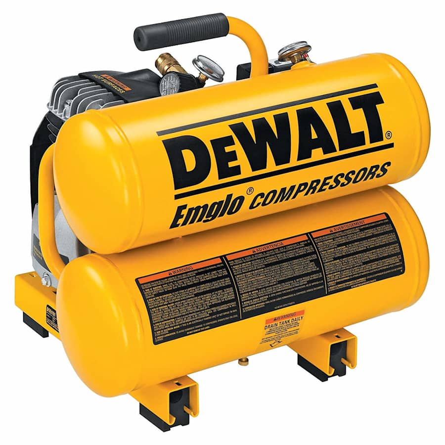 DeWalt 4-Gallon 100-PSI Twin Hot Dog Compressor for $111 DeWalt 4-Gallon 100-PSI Twin Hot Dog Compressor for $111