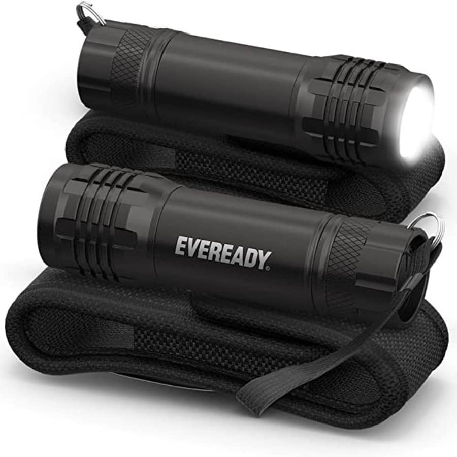 Eveready LED Tactical Flashlight 2-Pack w/ Holsters for $15 Eveready LED Tactical Flashlight 2-Pack w/ Holsters for $15