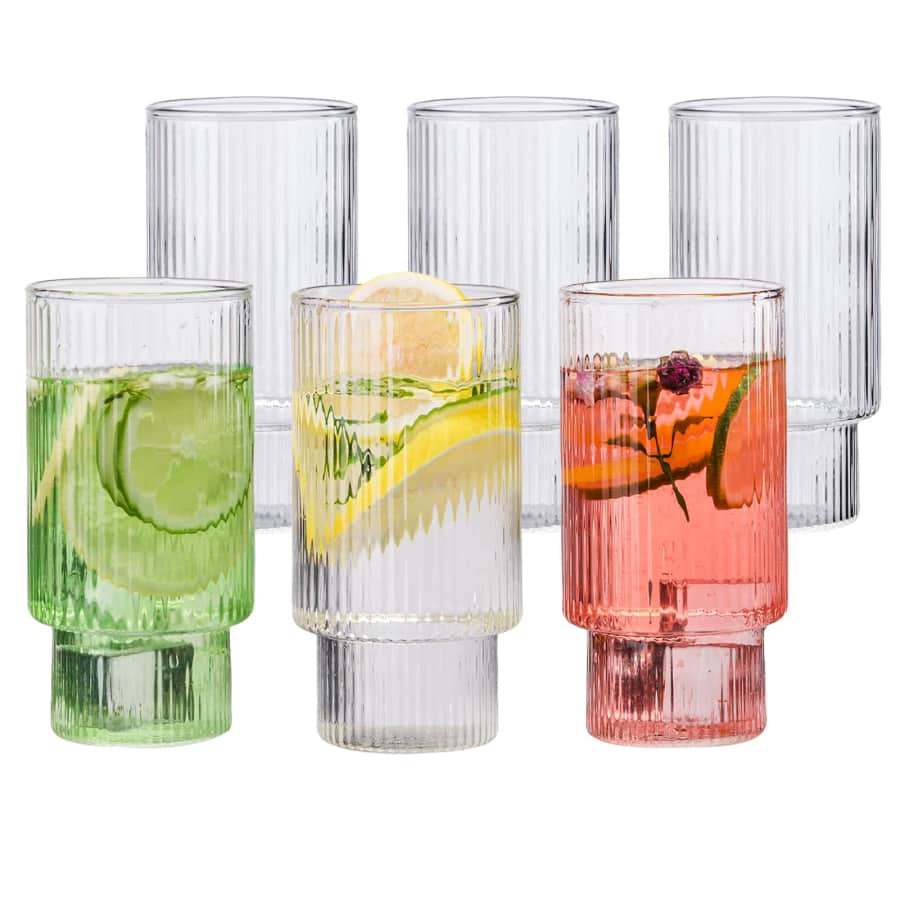 Wlasss 14-oz. Ribbed Drinking Glass 6-Pack for $13 Wlasss 14-oz. Ribbed Drinking Glass 6-Pack for $13