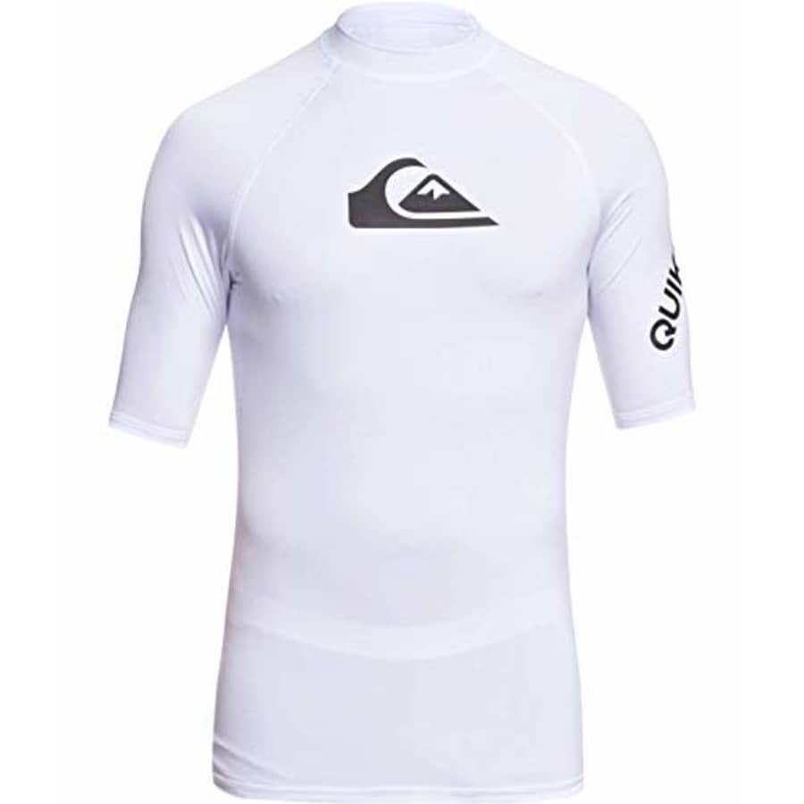 Quiksilver Men's All TIME SS Short Sleeve Rashguard SURF Shirt, White, S for $34