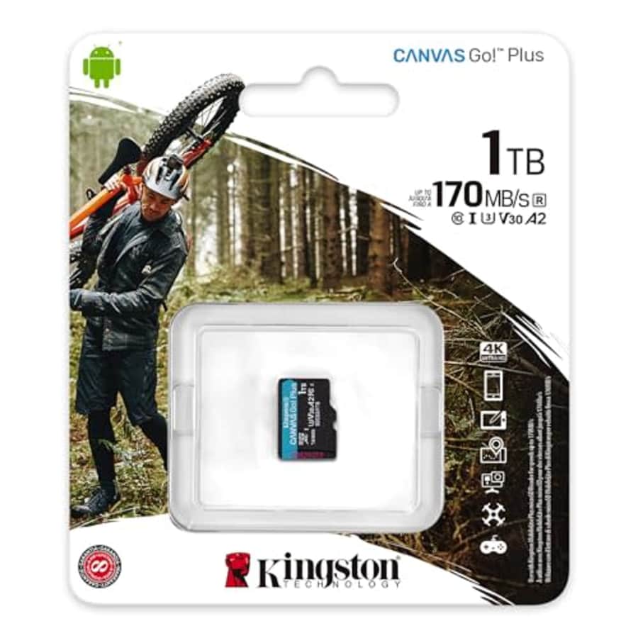 Kingston Canvas Go! Plus microSD Memory Card Class 10, UHS-I 1TB microSDXC 170R A2 U3 V30 Single for $103 Kingston Canvas Go! Plus microSD Memory Card Class 10, UHS-I 1TB microSDXC 170R A2 U3 V30 Single for $103