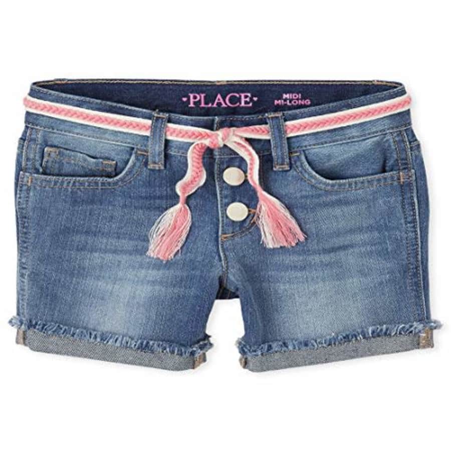 The Children's Place Girls' Belted Denim Shorts, Azure Blue WASH, 16 for $13 The Children's Place Girls' Belted Denim Shorts, Azure Blue WASH, 16 for $13