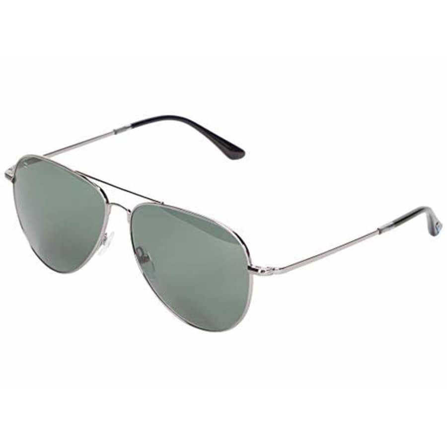TOMS Hudson Pilot Sunglasses, Shiny Gunmetal/Green Grey, 60-13-148 for $65
