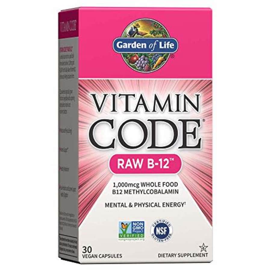 Garden of Life Vitamin B12 - Vitamin Code Raw B12 Whole Food Supplement, 1000 mcg, Vegan, 30 for $21