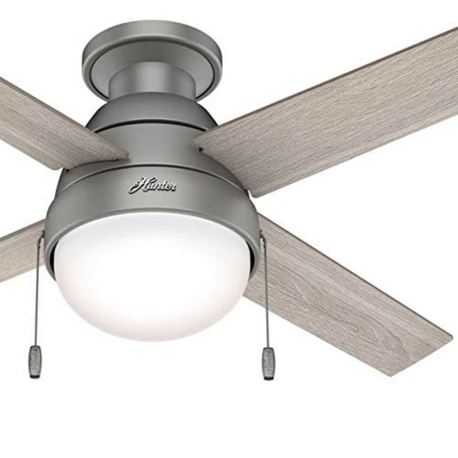 Hunter Fan 44 inch Contemporary Matte Silver Indoor Ceiling Fan with Light Kit (Renewed) for $51