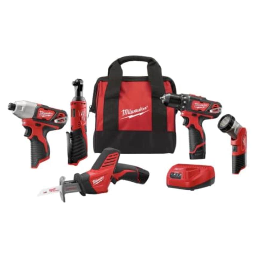Milwaukee M12 12-Volt Lithium-Ion Cordless Combo Kit (5-Tool) with Two 1.5 Ah Batteries, Charger for $269 Milwaukee M12 12-Volt Lithium-Ion Cordless Combo Kit (5-Tool) with Two 1.5 Ah Batteries, Charger for $269