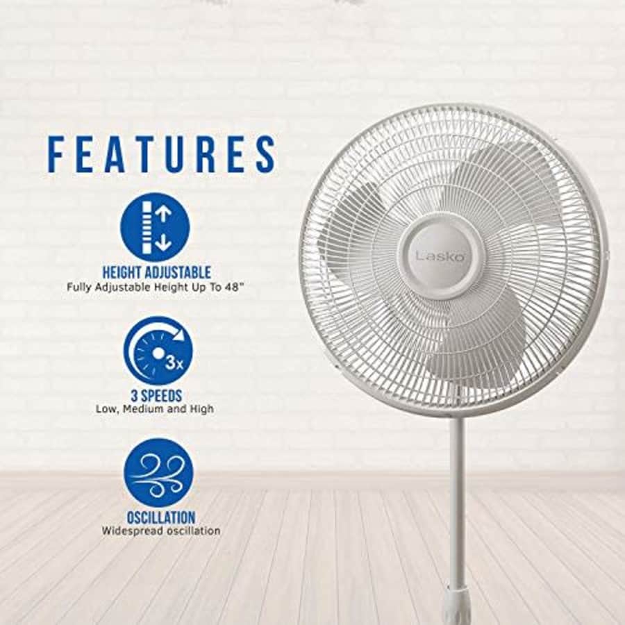 Lasko 2520 Oscillating Stand Fan,White 16 Inch for $35 Lasko 2520 Oscillating Stand Fan,White 16 Inch for $35