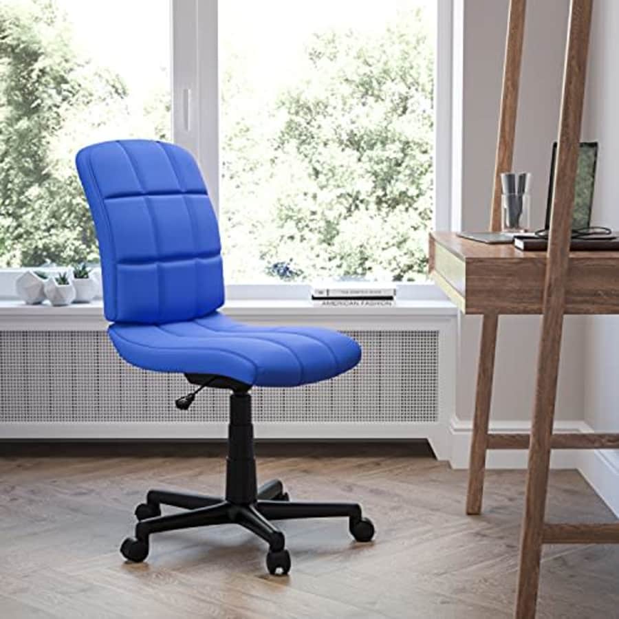 Flash Furniture Mid-Back Blue Quilted Vinyl Swivel Task Office Chair for $74