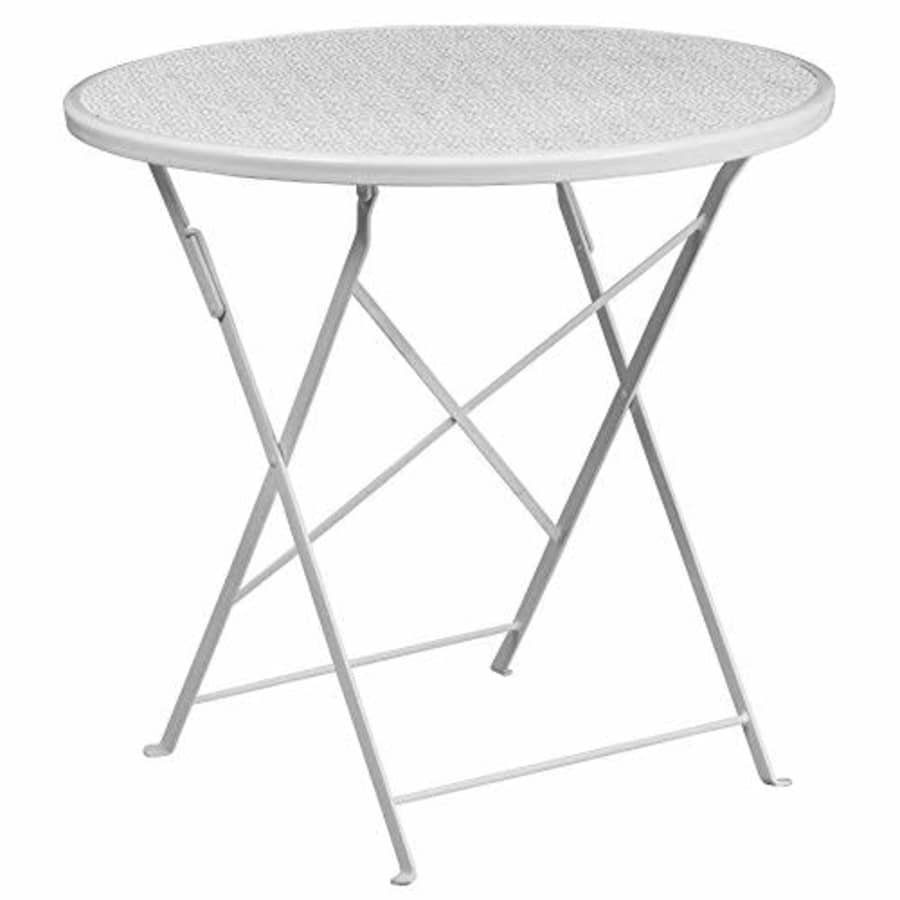 Flash Furniture Commercial Grade 30" Round White Indoor-Outdoor Steel Folding Patio Table for $66