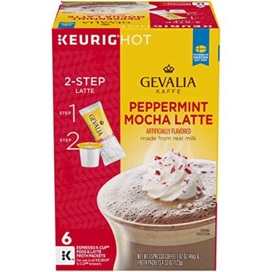 Gevalia Peppermint Mocha Latte Espresso K-Cup Coffee Pods & Froth Packet (6 Pods and Froth Packets) for $24
