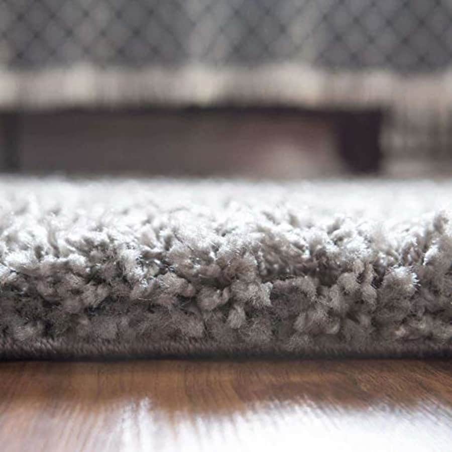 Unique Loom Solo Solid Shag Collection Modern Plush Octagonal Rug, 4', Cloud Gray for $49