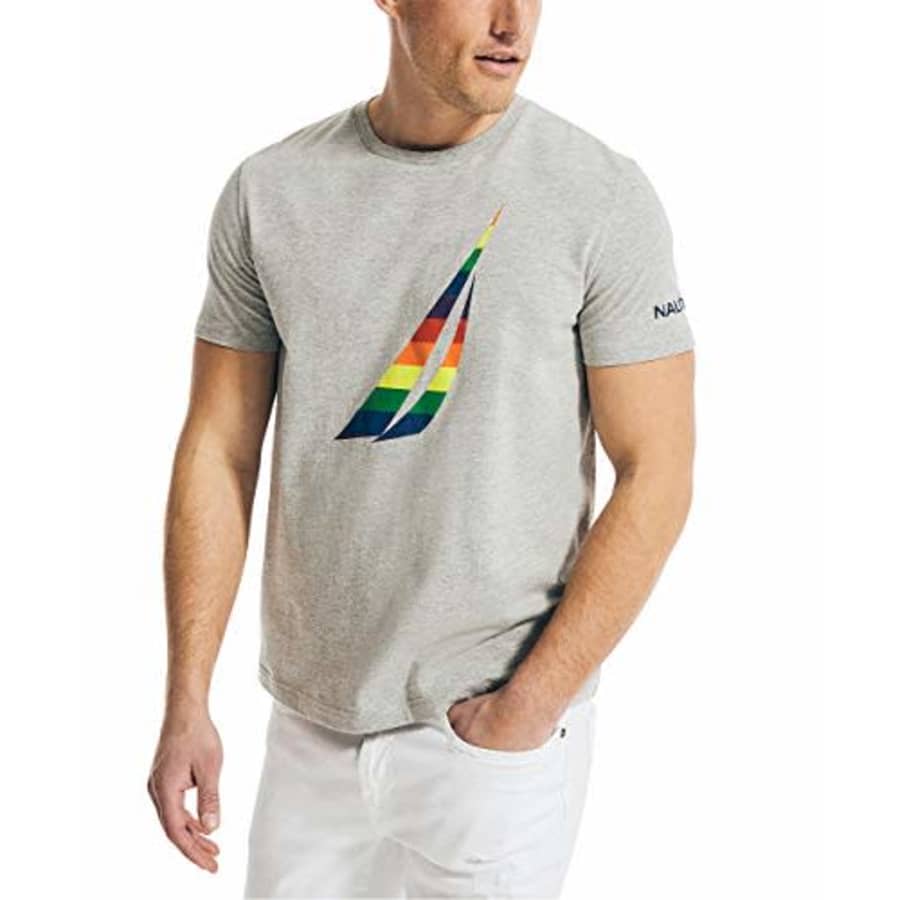 Nautica Men's Pride Graphic T-Shirt, Grey Heather, Large for $23