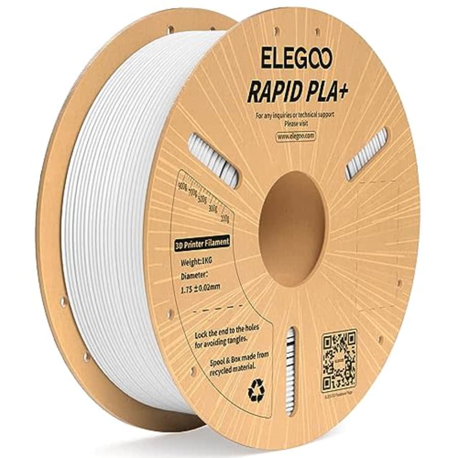 ELEGOO High Speed PLA+ Filament 1.75mm White 1KG, Rapid PLA Plus 3D Printer Filament Tough and High for $16 ELEGOO High Speed PLA+ Filament 1.75mm White 1KG, Rapid PLA Plus 3D Printer Filament Tough and High for $16