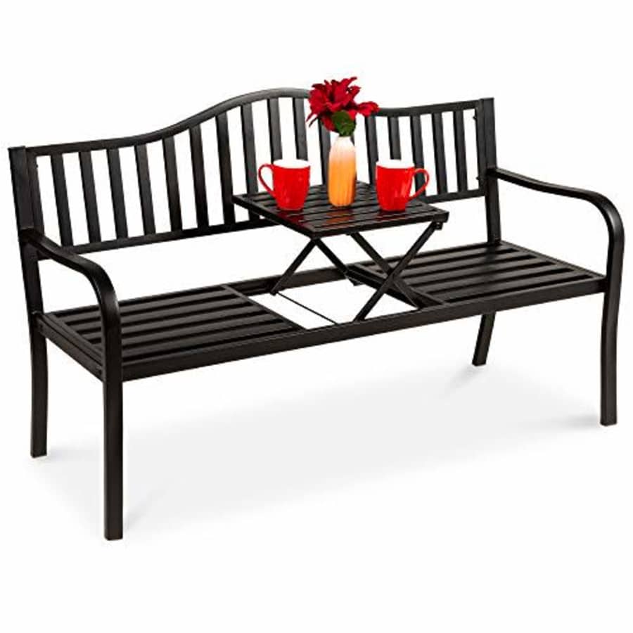 Best Choice Products Double Seat Steel Bench for Patio, Garden, Outdoor, Backyard w/Pullout Middle for $130 Best Choice Products Double Seat Steel Bench for Patio, Garden, Outdoor, Backyard w/Pullout Middle for $130