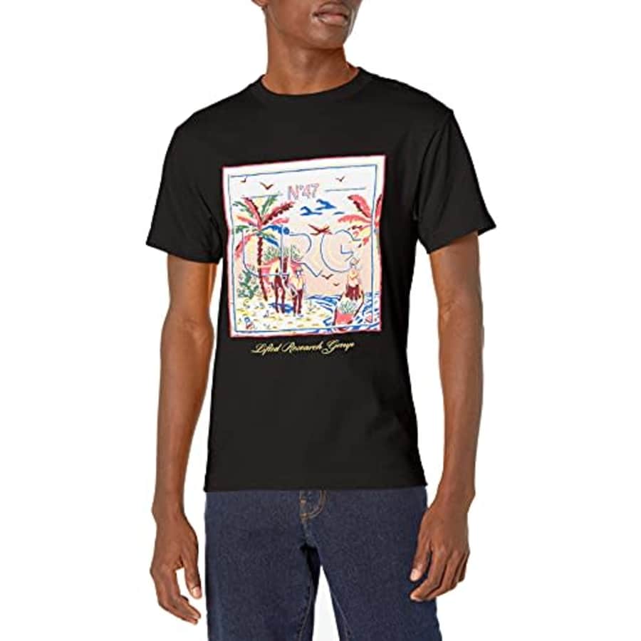 LRG Lifted Research Group Men's Graphic Design Logo T-Shirt, Black NETO, S for $12