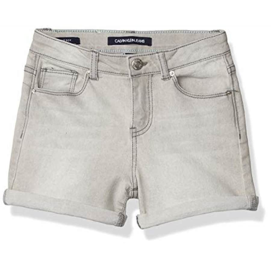 Calvin Klein Girls' Color Denim Short, Overcast Roll Up, 8 for $25 Calvin Klein Girls' Color Denim Short, Overcast Roll Up, 8 for $25
