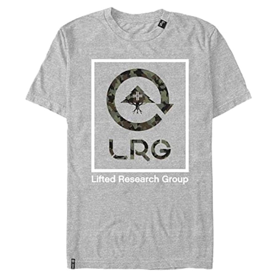 LRG Lifted Research Group Leaf and Camo Cycle Young Men's Short Sleeve Tee Shirt, Athletic Heather, for $19