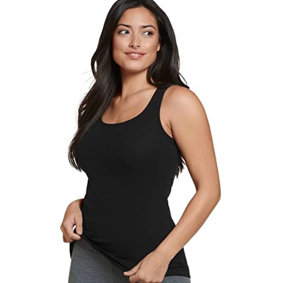 Jockey Women's Activewear 100% Cotton Rib Tank, Black, XL for $15