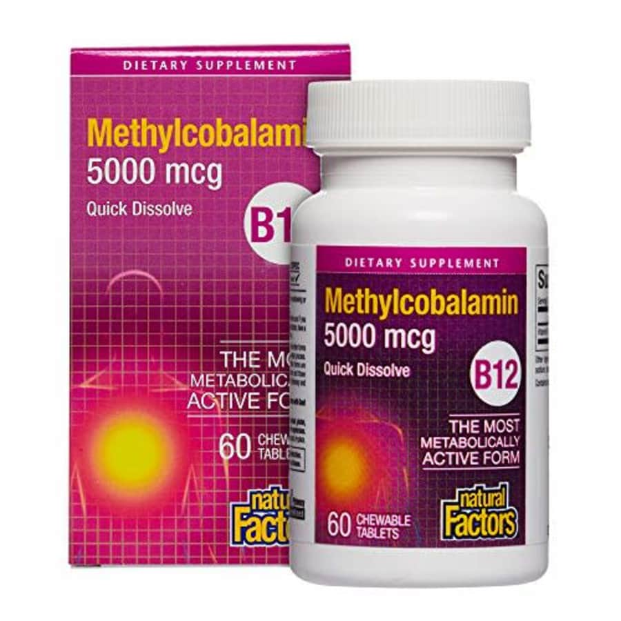 Natural Factors, Vitamin B12 Methylcobalamin 5000 mcg, Chewable Support for Energy and Immune for $15 Natural Factors, Vitamin B12 Methylcobalamin 5000 mcg, Chewable Support for Energy and Immune for $15
