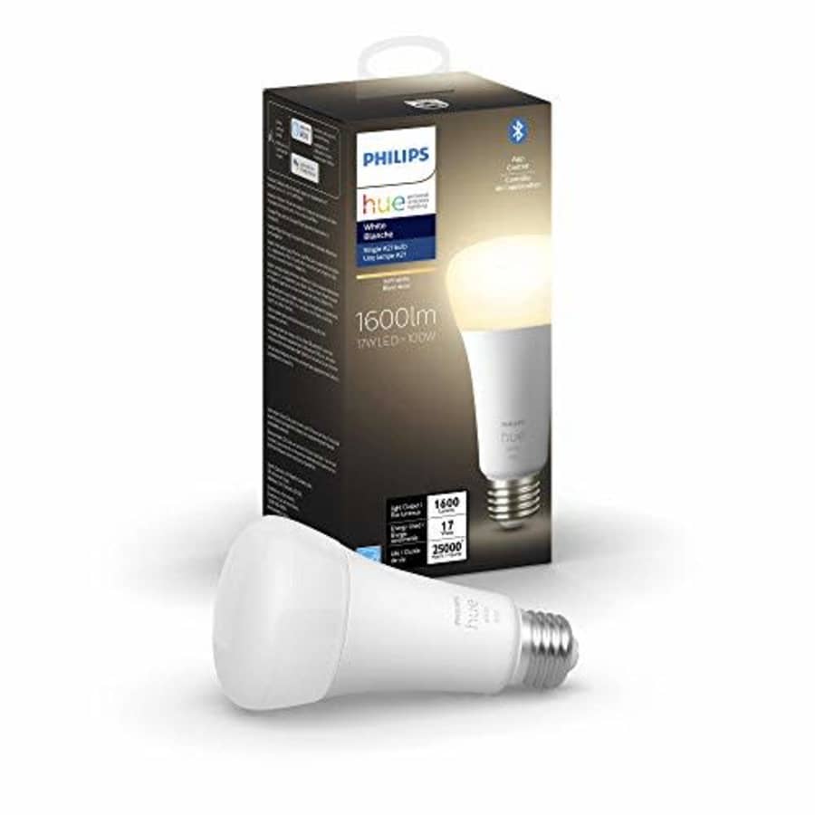 Philips Hue White A21 High Lumen Smart Bulb, 1600 Lumens, Bluetooth & Zigbee compatible (Hue Hub for $20