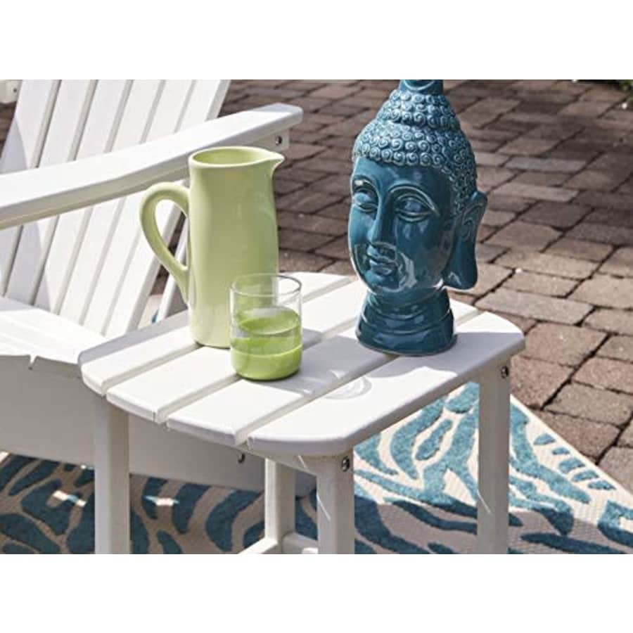 Signature Design by Ashley Sundown Treasure Outdoor Patio HDPE End Table, White for $91