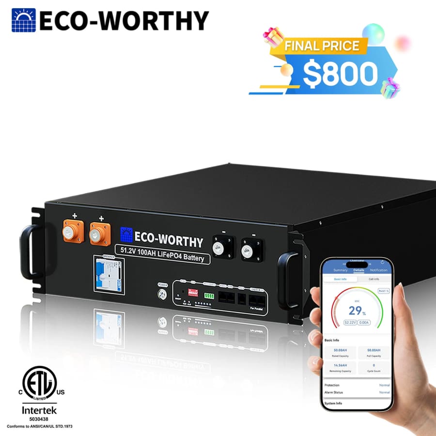 Eco-Worthy 48V 100AH LiFePO4 Lithium Server Rack Battery for $800 Eco-Worthy 48V 100AH LiFePO4 Lithium Server Rack Battery for $800