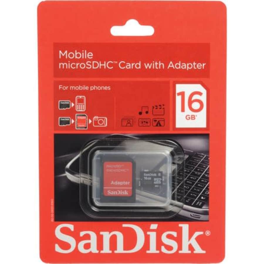 SanDisk Secure Digital, 16GB Micro Sd with adap for $18