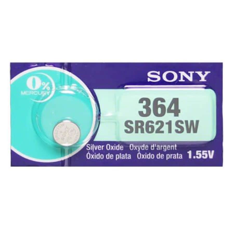 Sony 364 (SR621SW) 1.55V Silver Oxide 0% Hg Mercury Free Watch Battery (100 Batteries) for $80 Sony 364 (SR621SW) 1.55V Silver Oxide 0% Hg Mercury Free Watch Battery (100 Batteries) for $80