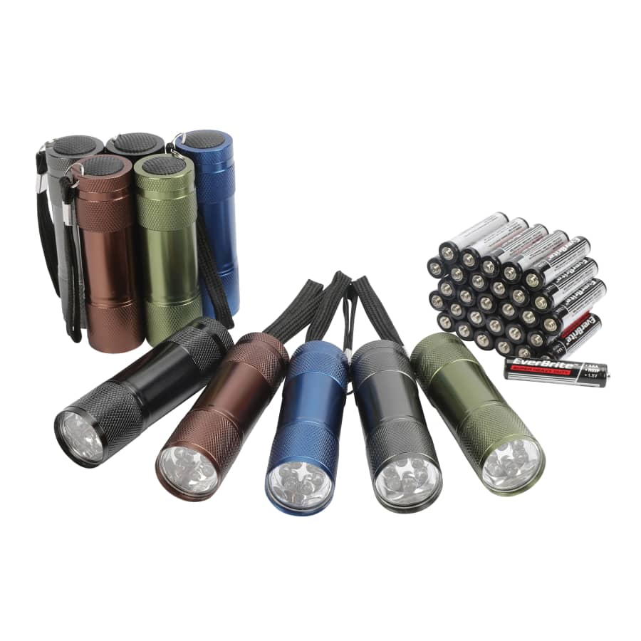 Ozark Trail LED Aluminum Flashlight 10-Pack w/ 30 AAA Batteries for $10 Ozark Trail LED Aluminum Flashlight 10-Pack w/ 30 AAA Batteries for $10