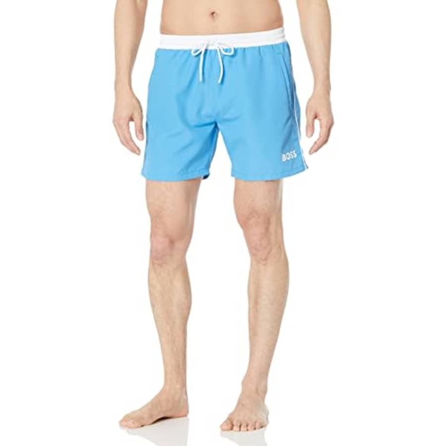 Hugo Boss BOSS Men's Standard Medium Length Solid Swim Trunk, Brilliant Blue, XXL for $58 Hugo Boss BOSS Men's Standard Medium Length Solid Swim Trunk, Brilliant Blue, XXL for $58