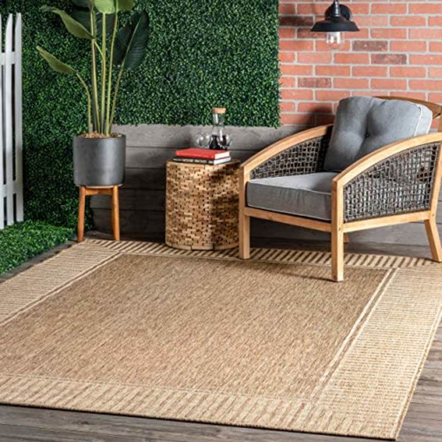 nuLOOM Asha Simple Border Indoor/Outdoor Area Rug, 6' 7" x 9', Light Brown for $80 nuLOOM Asha Simple Border Indoor/Outdoor Area Rug, 6' 7" x 9', Light Brown for $80