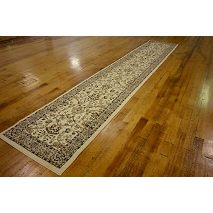 Unique Loom Kashan Collection Traditional Floral Overall Pattern with Border Ivory Runner Rug (3' 0 for $110
