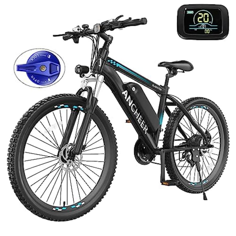 ANCHEER 500W Electric Bike for Adults, 26'' Gladiator Electric Mountain Bike, 48V 10.4Ah Battery, for $330