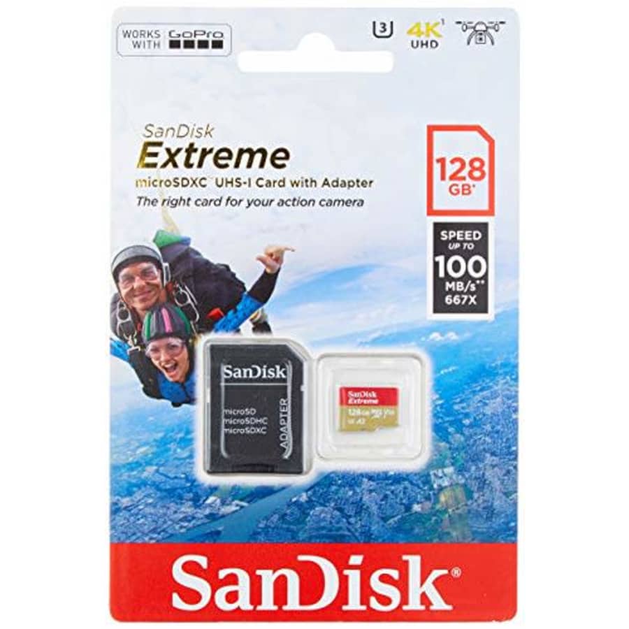 SanDisk Extreme 128GB microSDXC UHS-I U3 V30 A1 Memory Card - SDSQXAF-128G-GN6AA for $27