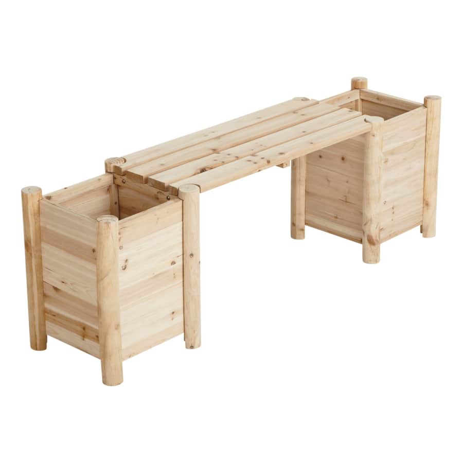Stonegate Designs Outdoor Wooden Bench with Side Planters for $39 Stonegate Designs Outdoor Wooden Bench with Side Planters for $39